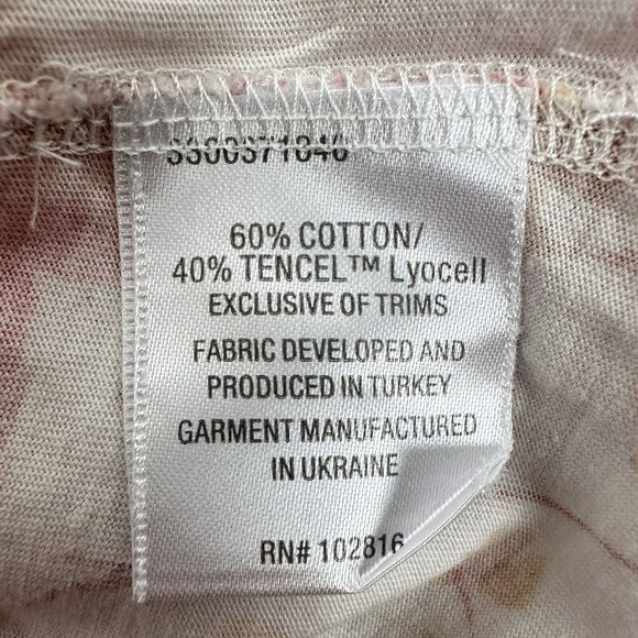 Garnet Hill 2 pc Pajama Set Shirt & Shorts Women Large Pink Floral Cotton Tencel - Picture 7 of 15